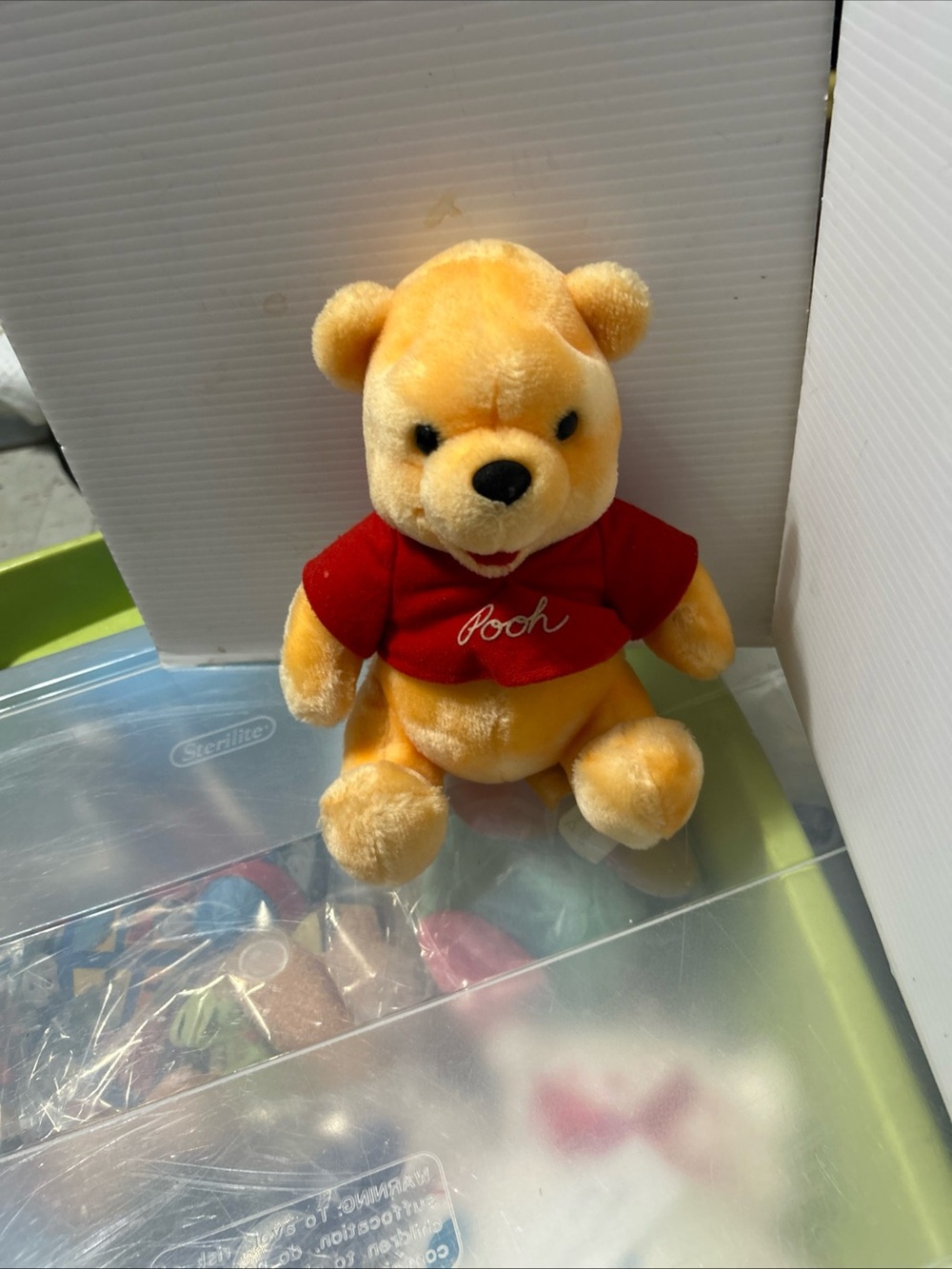 Disney Pooh Plush in Yellow with Red Shirt